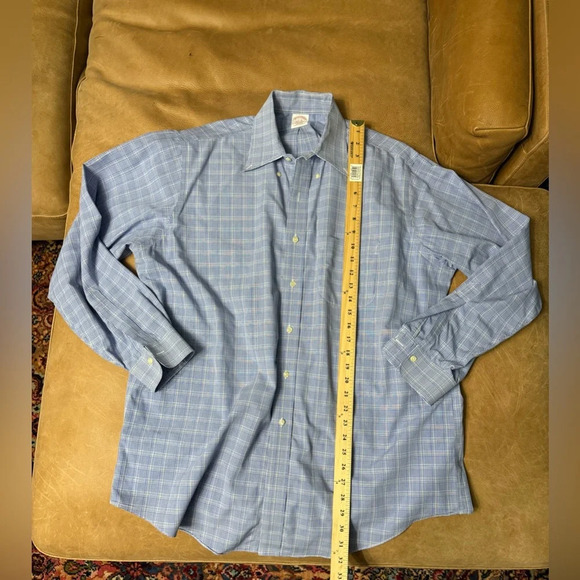 Brooks Brothers Blue And Yellow Plaid Button Up Shirt Size 17-35 - Picture 5 of 8
